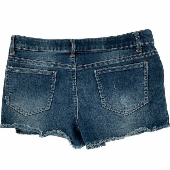 Mudd Girls Stretch Embroidered Patch Cutoff Hem Denim Distressed Shorts Size 16 - Picture 4 of 9